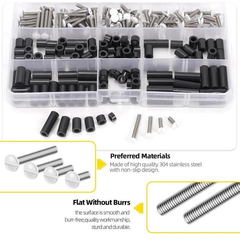Mardatt 245Pcs Electrical Outlet Extender Kit, 150Pcs Electrical Outlet Spacers and 95Pcs #6-32 Thread Oval Head Slotted Wall Plate Screws Outlet Screws Device Mounting Screws Switch Plate Screws - Image 3